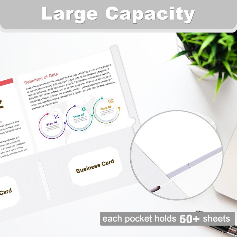LAYZZ Folders with Pockets, 60 Pack Paper Pocket Folders, 2 Pocket File folders Fits Letter Size Paper, for School Office and Home (White) - Image 4